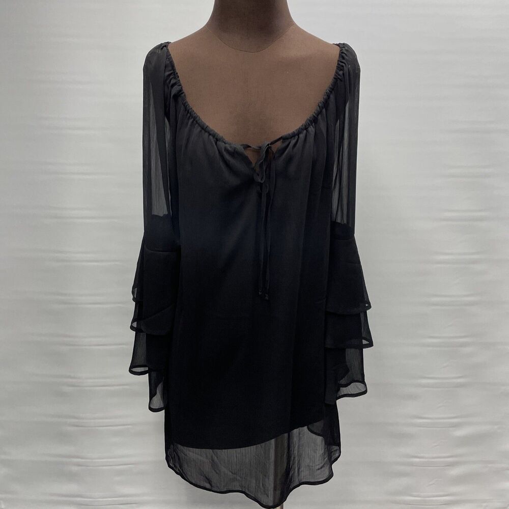 AS U Wish Women's Large Black Long Sleeve Blouse Shirt NWT New